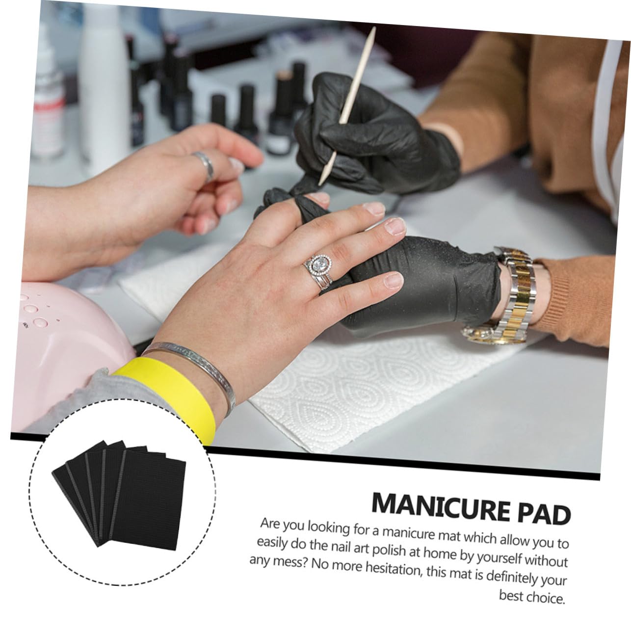 Tappetino Per Manicure Monouso 125 Pezzi Nero, Pad Assorbente Protettivo Per Nail Art e Esercizi Smalto, Copertura Igienica Per Tavolo Manicure in Saloni Di Bellezza