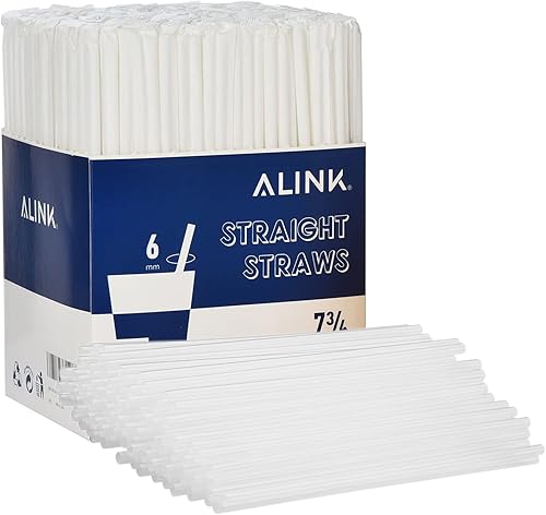 Miniatura 9 de ALINK Paquete de 500 popotes desechables de plástico negro, pajitas rectas envueltas individualmente, 7.75 x 0.23 pulgadas