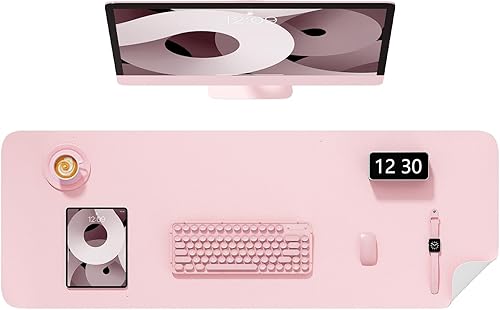 Miniatura 44 de Alfombrilla de escritorio, 60 x 35 cm, de piel sintética, antideslizante, alfombrilla grande para mouse para escritorio, impermeable, almohadilla de