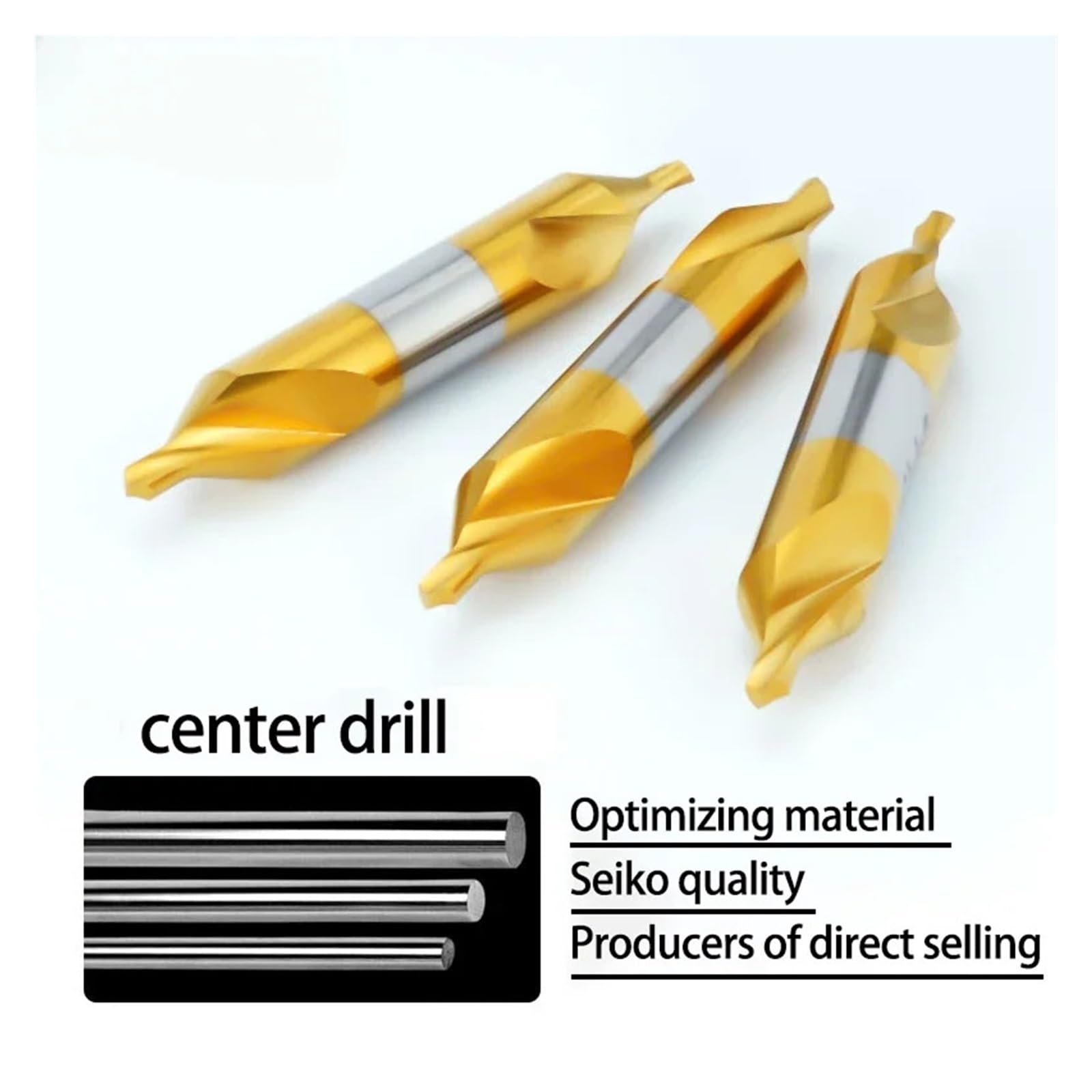 Centro Brocas HSS 10 Uds 1 Juego de brocas centrales HSS taladros combinados avellanadores de 60 grados ángulo Metal HSS-TIN(HSS,A4 (10MM)_10 PCS)