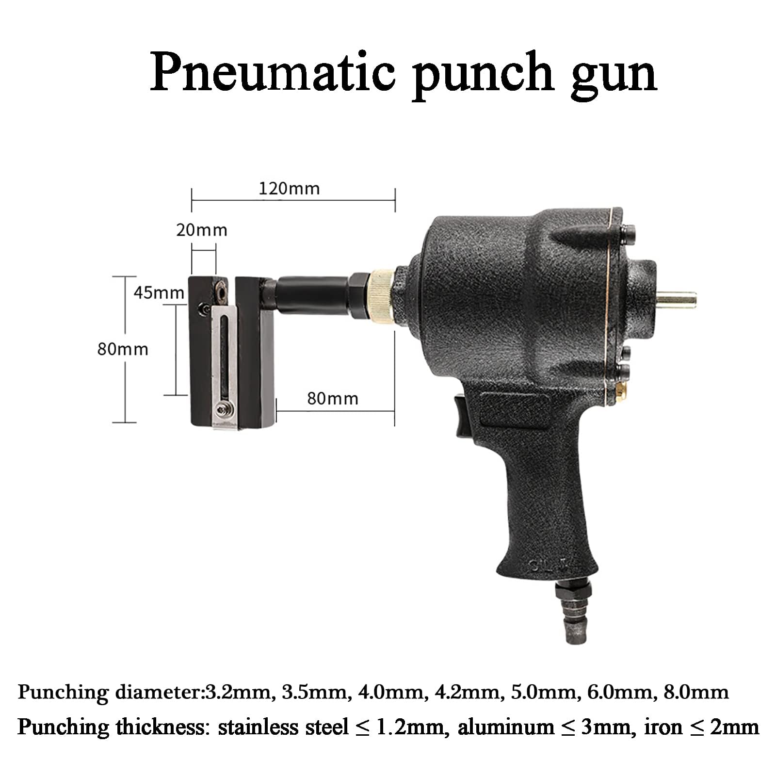 Perforatore industriale per fori pneumatici, 3,2-8 mm, testa rotante a 360°, margini regolabili, strumento per porte, finestre, fabbrica, ufficio, casa