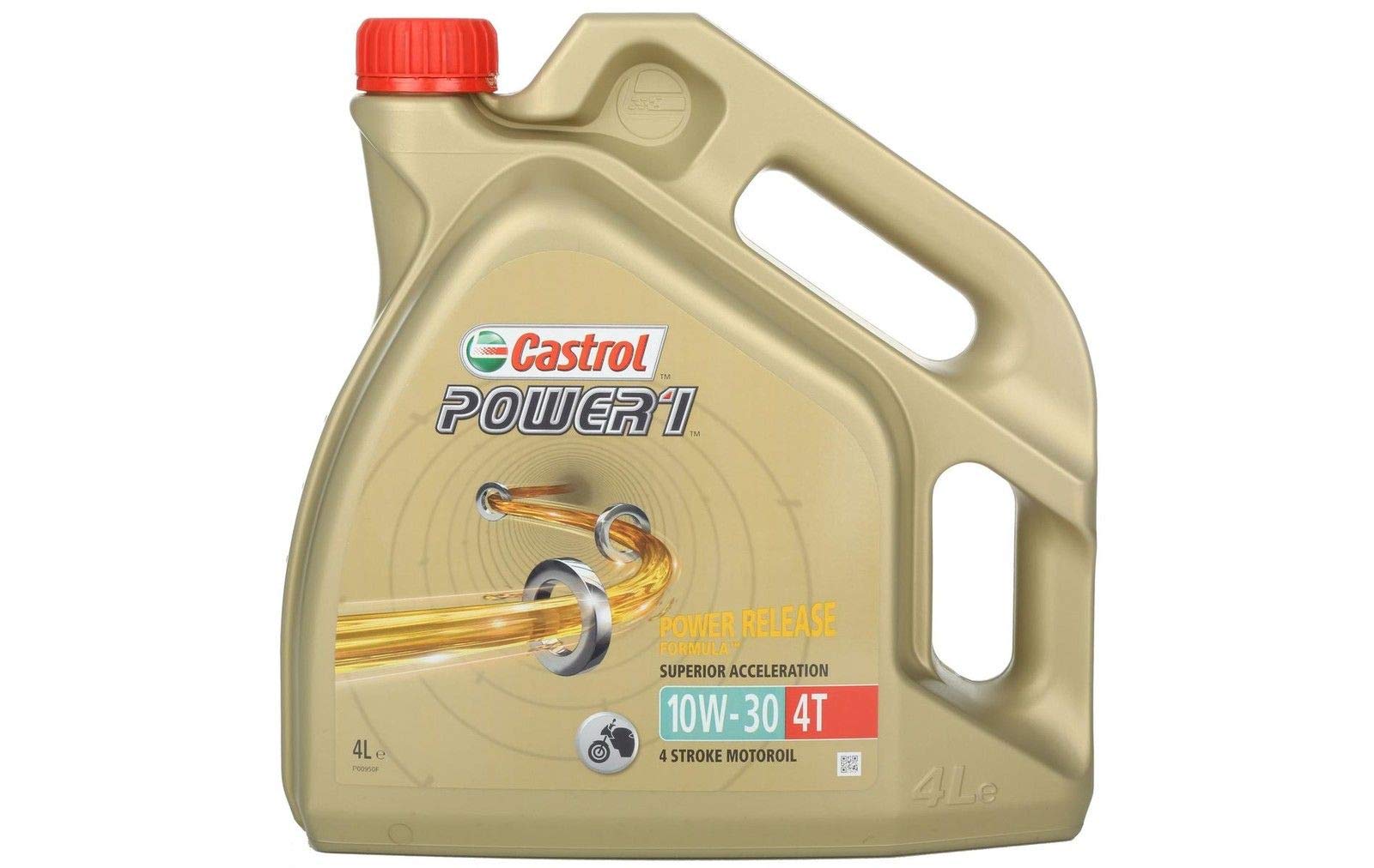 CASTROL Power-1 4T 10W-30 Aceite de motor de motocicleta parcialmente sintético para motocicleta, botella de 4 l (15042F)