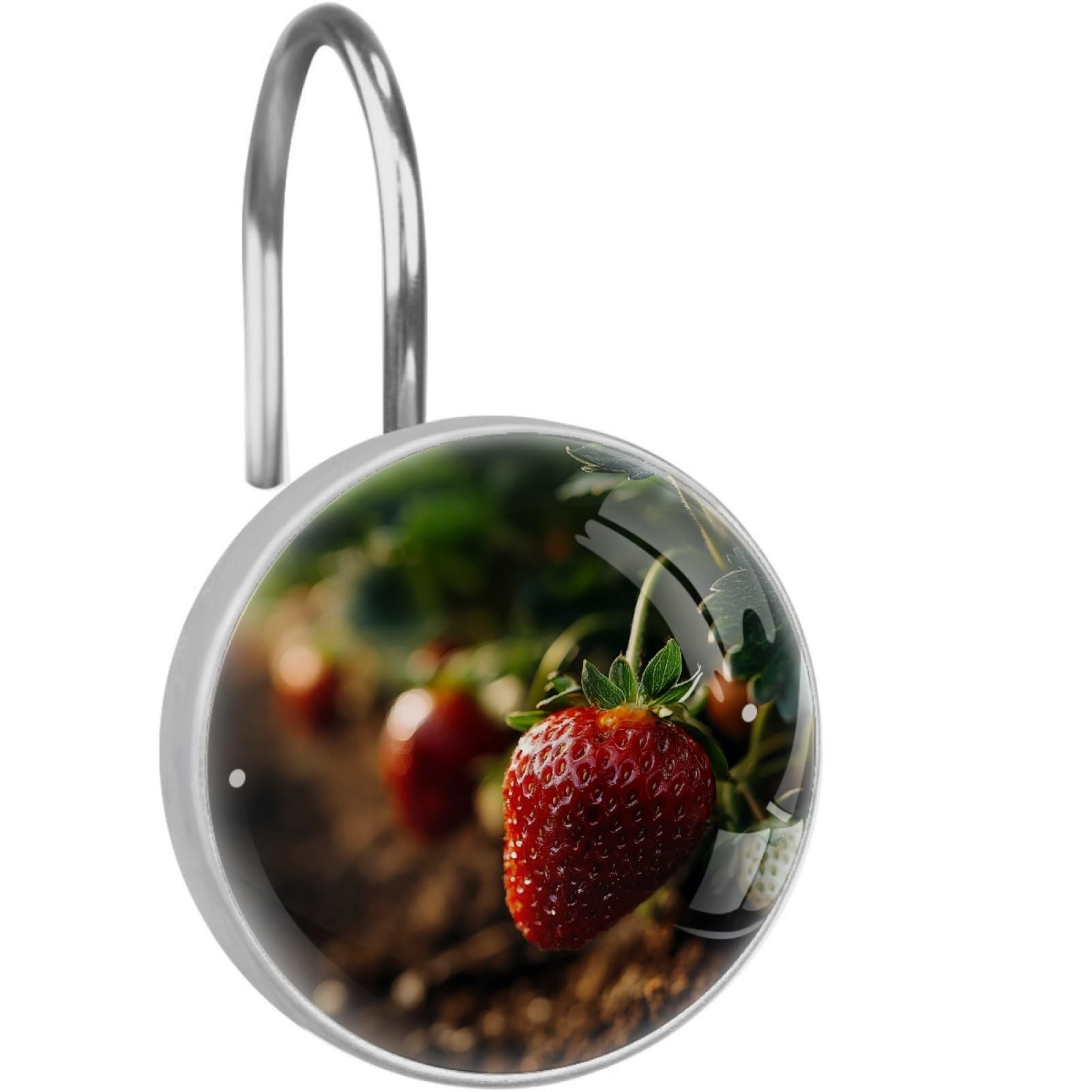 VAPOKF Shower Curtain Hooks, 12PCS Fresh Strawberries Shower Curtain Hook for Bathroom Decors Home Bedroom