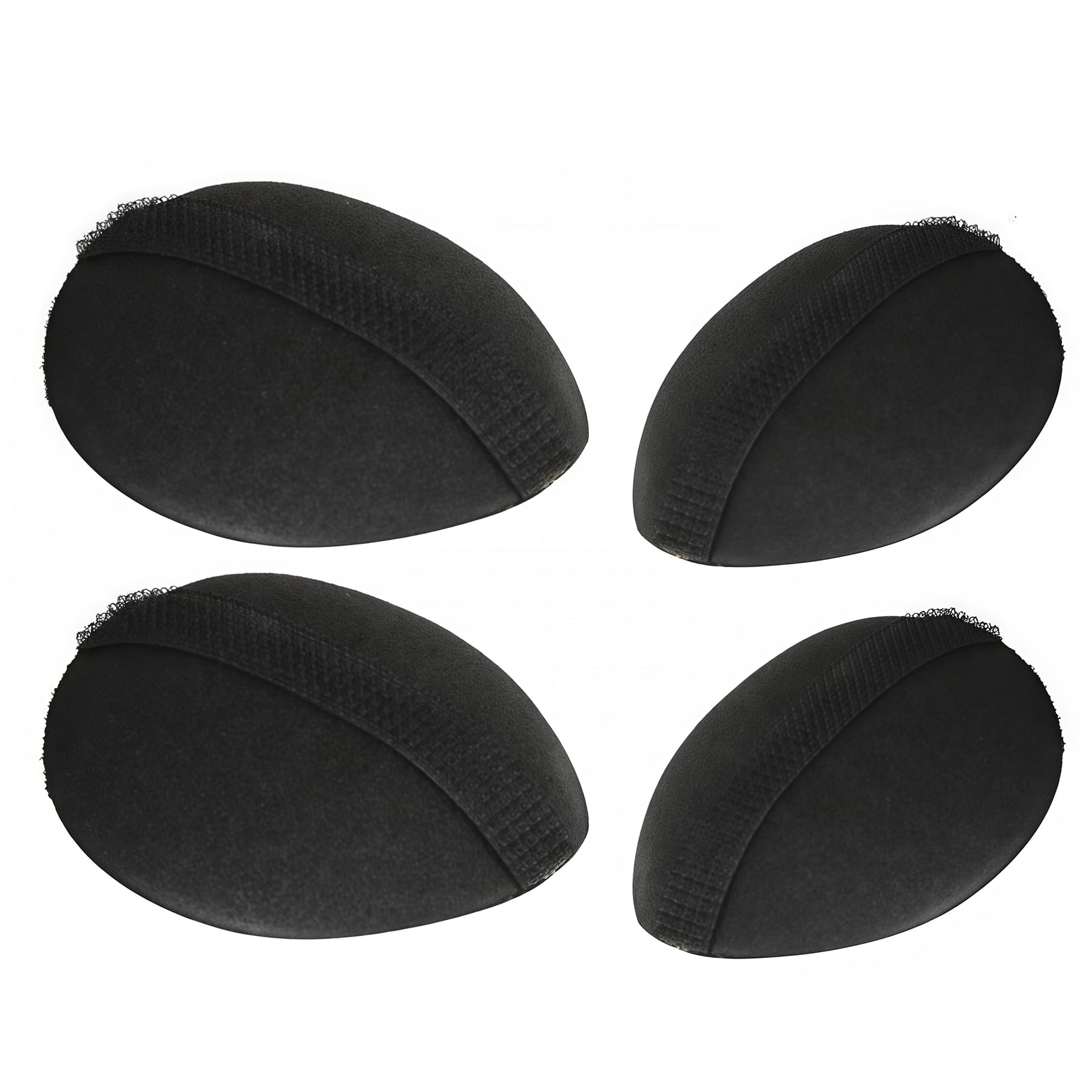 4 Pcs 2 Pairs Black Sponge Bump It Up Volume Hair Base Pads, Fluffy Padding Inserts for Hairstyle Bum Maker, Braid Holder for Women Girls
