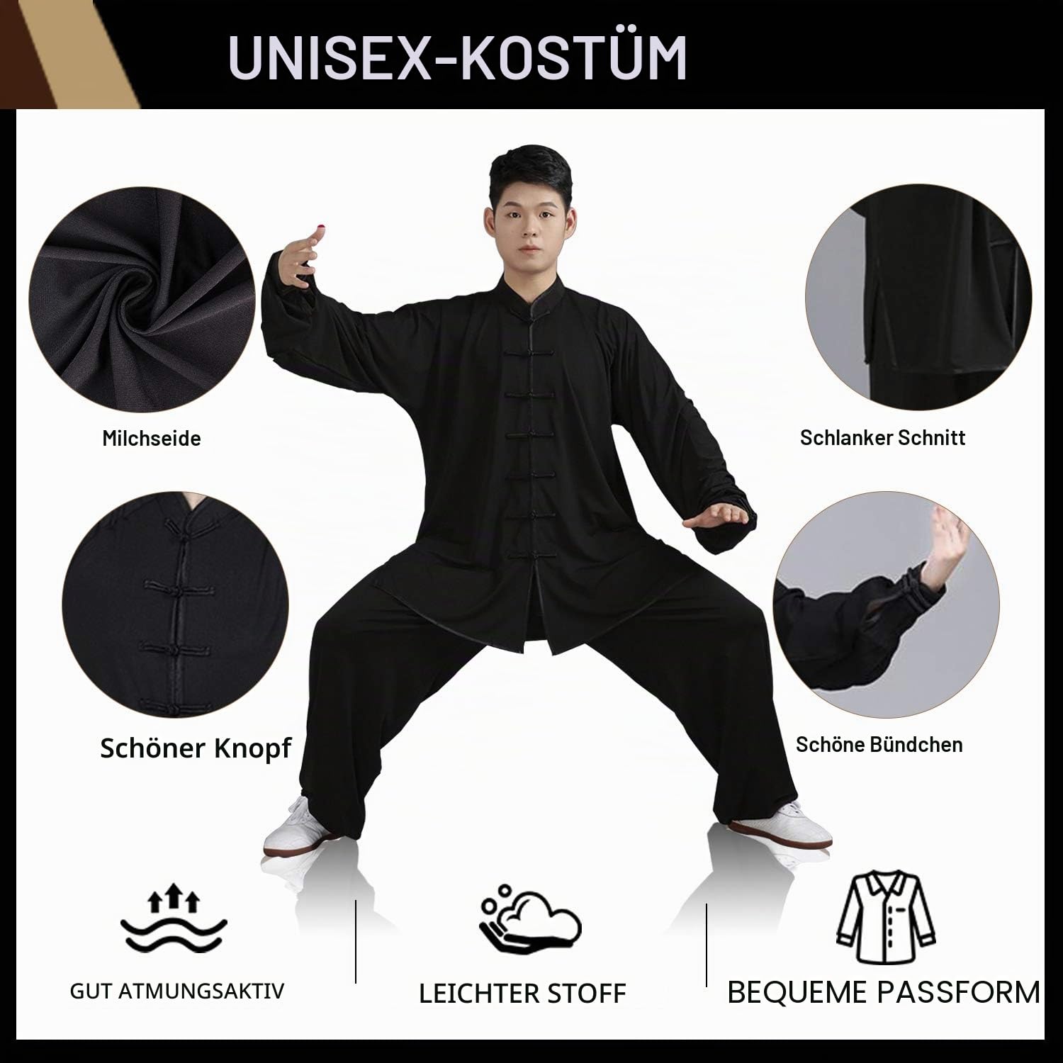 BBLAC 2KEY Traditionelle chinesische Uniformen für Tai Chi und Wing Chun aus Milchseide