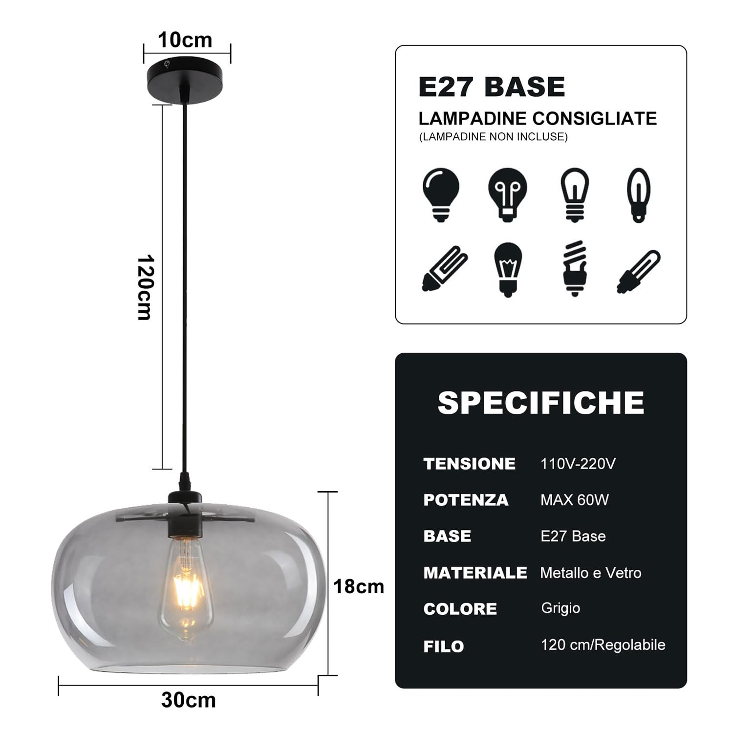 Lampadario A Testa Singola Lampadario In Vetro Postmoderno E27 Illuminazione A Sospensione In Ferro Di Lusso Leggero Per Cucina A Isola Lampada In Vetro Nordico Lampade Adatte Per Cucine