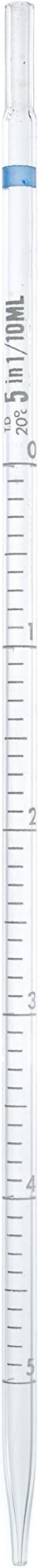 Wilmad-LabGlass LG-9287-112 Class B Color Coded Mohr Measuring Pipette, White Graduations, 5mL, Blue