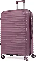 Mala Grande De Viagem 32Kg Expansível Polipropileno 8 Rodas 360 Giratória Para Despachar Rígida Leve Tamanho G Viajem Internacional Resistente (ROXO, Grande Expansível)
