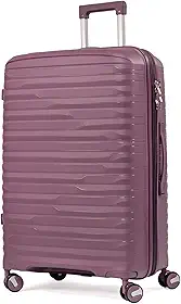 Mala Grande De Viagem 32Kg Expansível Polipropileno 8 Rodas 360 Giratória Para Despachar Rígida Leve Tamanho G Viajem Internacional Resistente (ROXO, Grande Expansível)