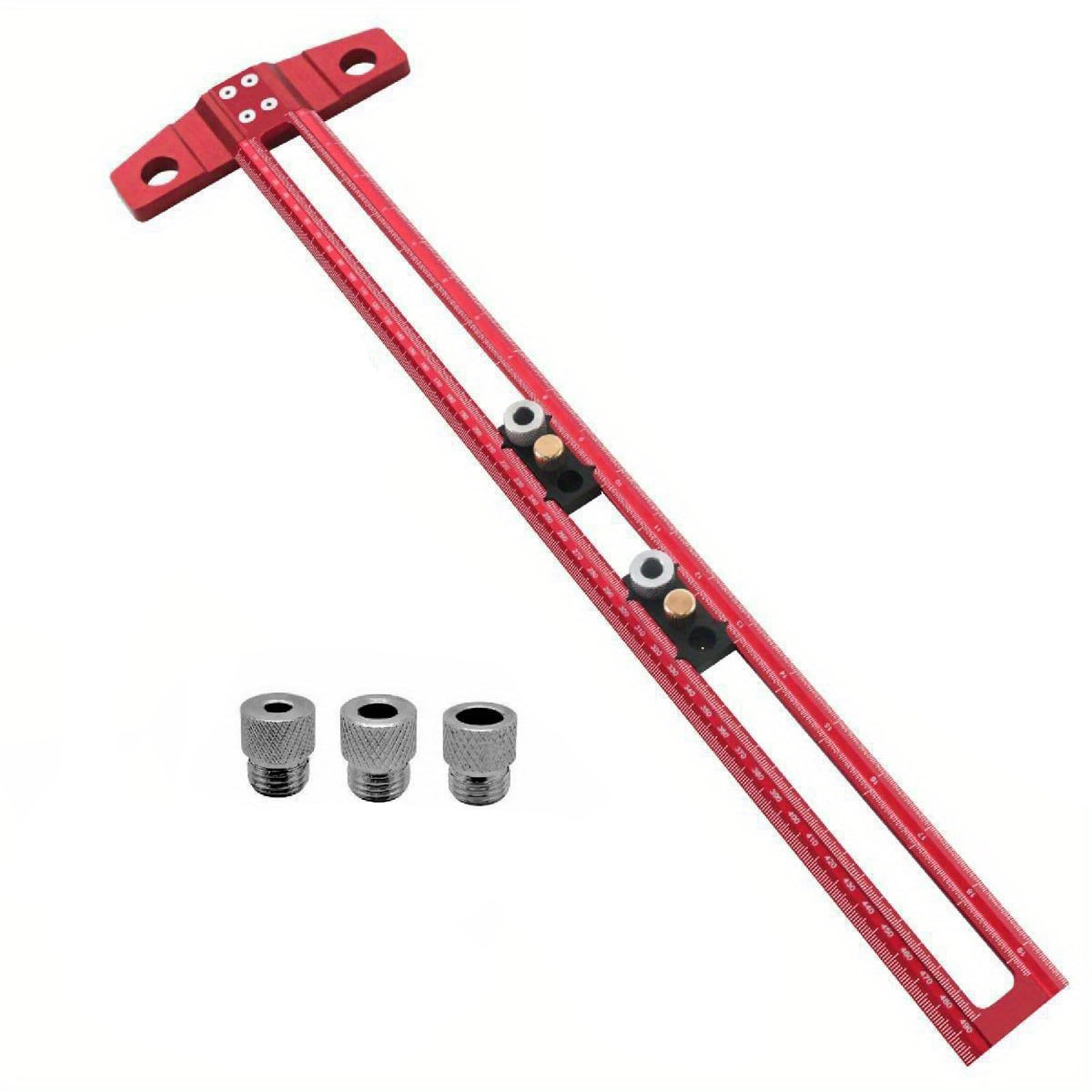 Righello di posizionamento per foratura multifunzionale 2 in 1 per la lavorazione del legno Strumento per marcatura a forma di T in lega di alluminio Scala metrica/imperiale con (500mm)