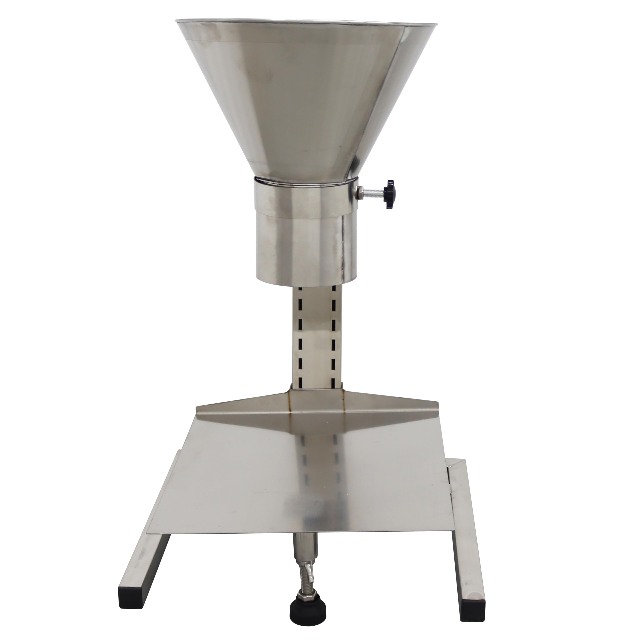 TECHTONGDA Stainless Steel Funnel Food Grade Kitchen Feeding Hopper with Support Stand and Lifting Platform for Powder, Paste, Liquid, Granule Manual Filling Package Bottom Diameter 3.1 Inch