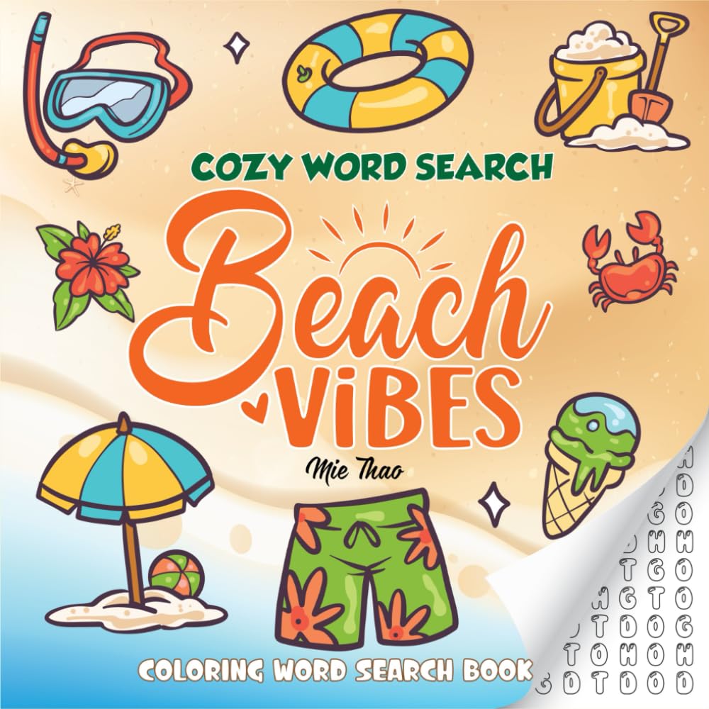 Cozy Word Search Beach Vibes: A Tropical Word Search Coloring Adventure for Mindful Relaxation (Cute Coloring Word Searches)