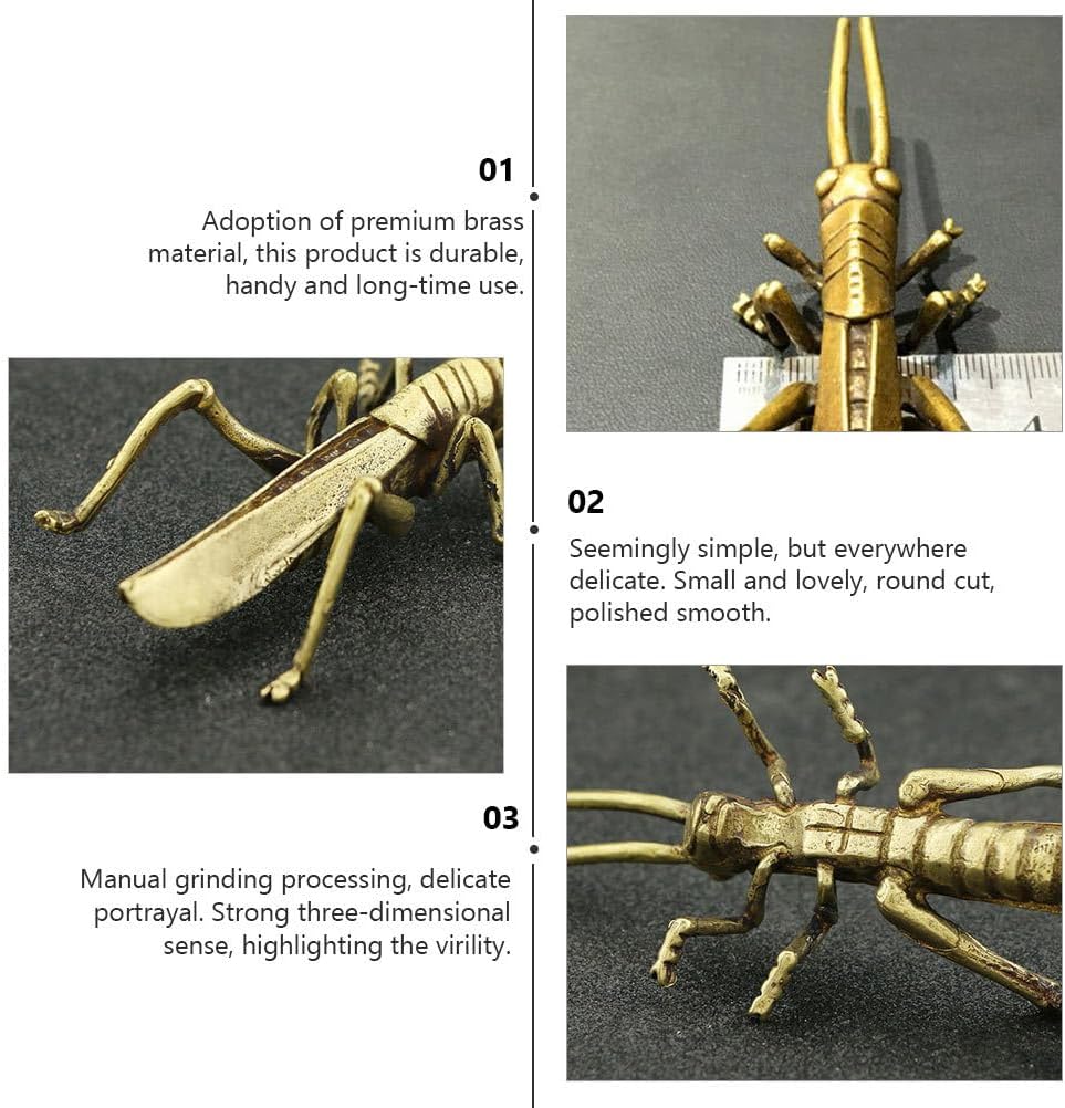 TOYANDONA Lucky Charm Brass Figurine Brass Animal Grasshopper Figurines Home Statue Crafts Desk Decorations Car Dashboard Animal