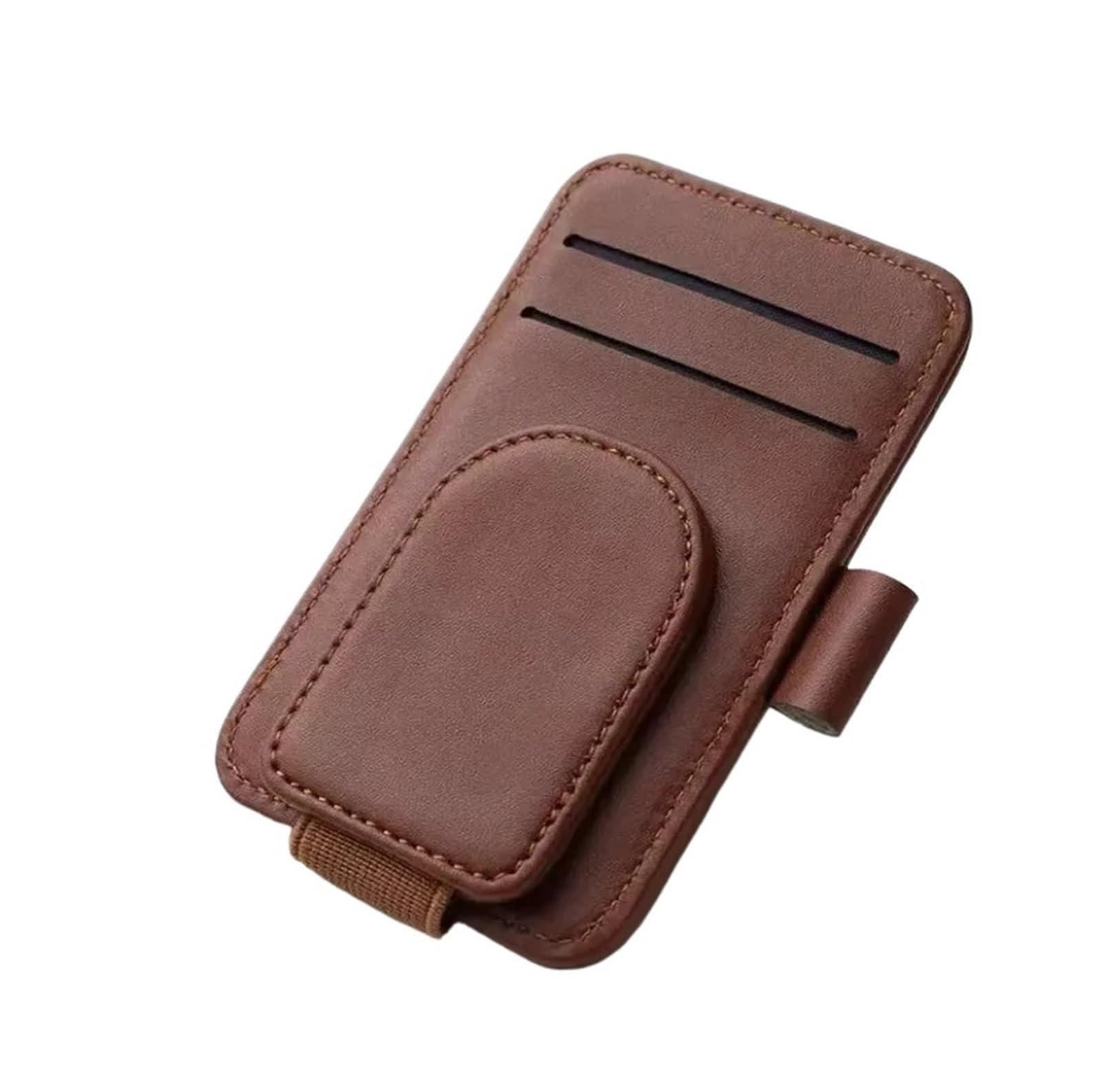 KXFVYNE 2024 Car Multifunctional Glasses Clip PU Material Storage Sun Visor Sunglasses(Brown)