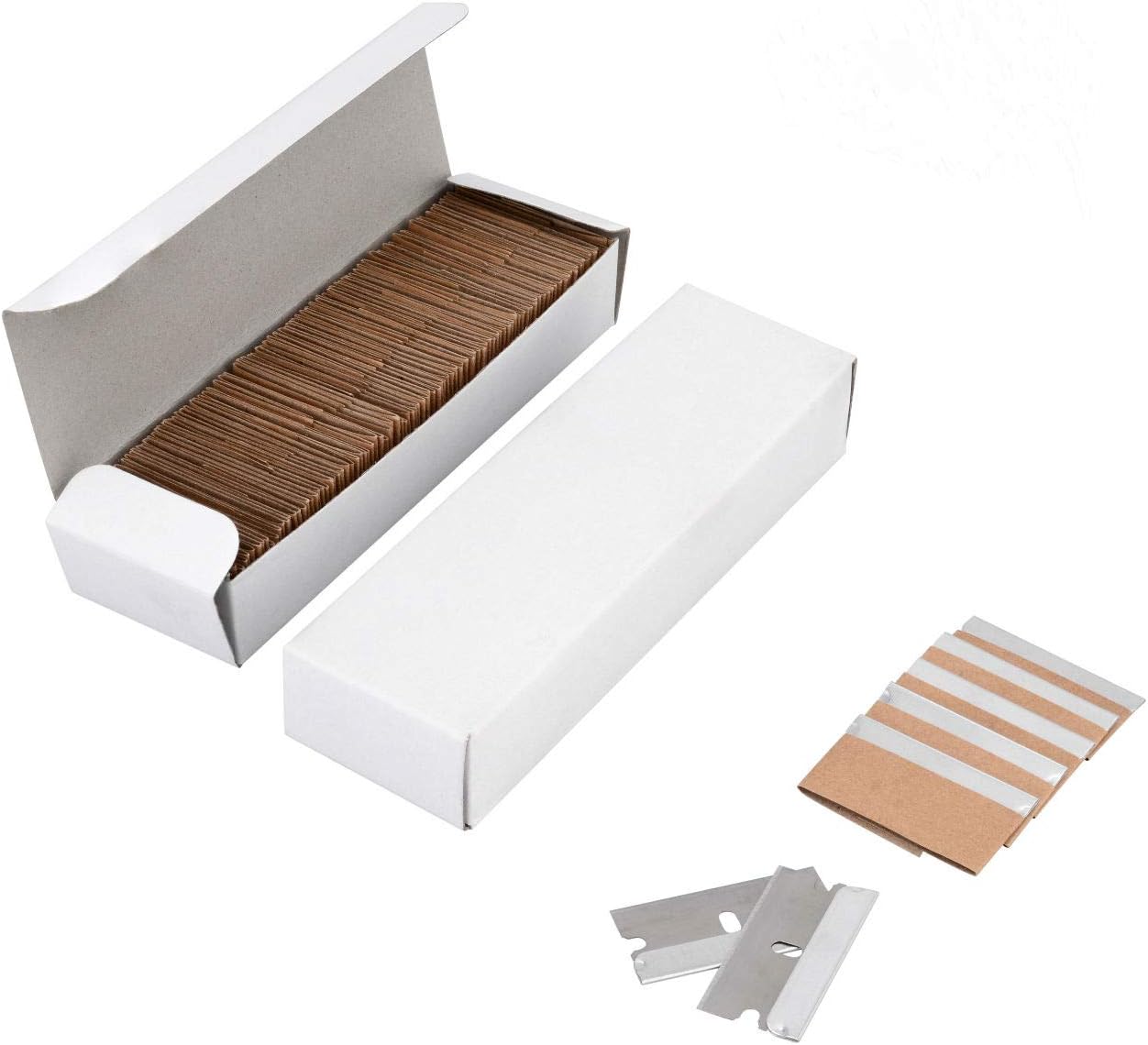 JIKIOU 200PCS Single Edge Razor Blades, Industrial Scraper Razor Blades, One Edge Razor Blade, Replacement Box Cutter Blades, Suitable for Removing Labels, Decals, Stickers