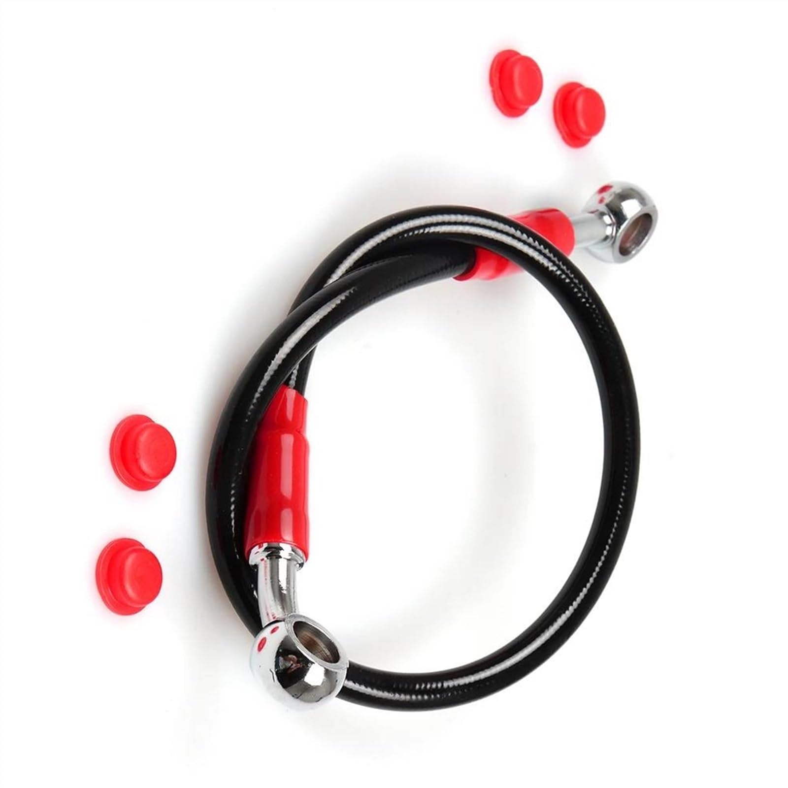 Ksxzw Black- Silver Motorbike Part 900Mm Universal Motorcycles Tubing Hydraulic Brake Oil Hose Fuel Pipe Tube Line(Black- Silver)