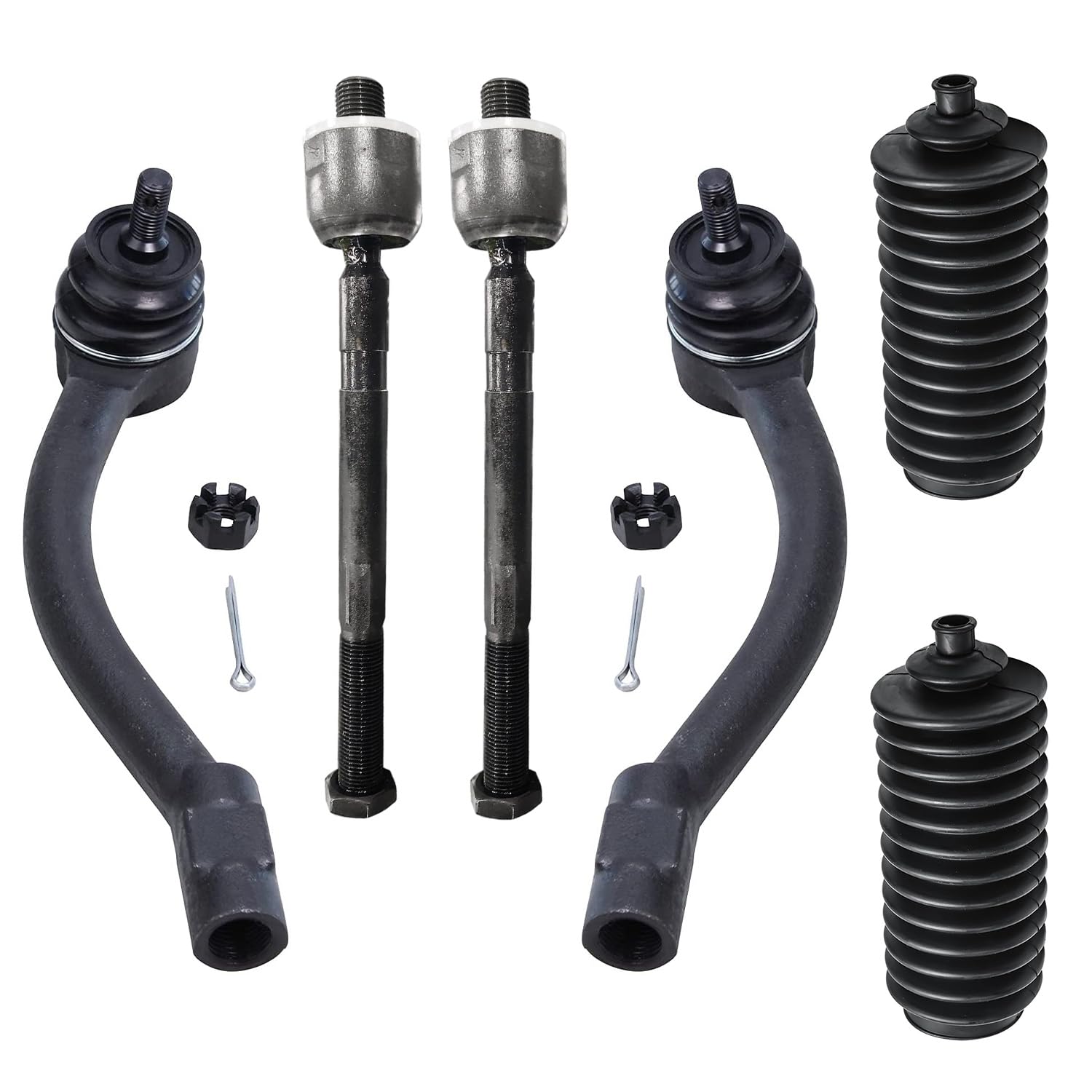 Detroit Axle - Front Tie Rods Kit for 2011-2016 Hyundai Elantra 2012-2017 Veloster, 4 Inner & Outer Tie Rods 2 Boots 2013 2014 2015 Replacement