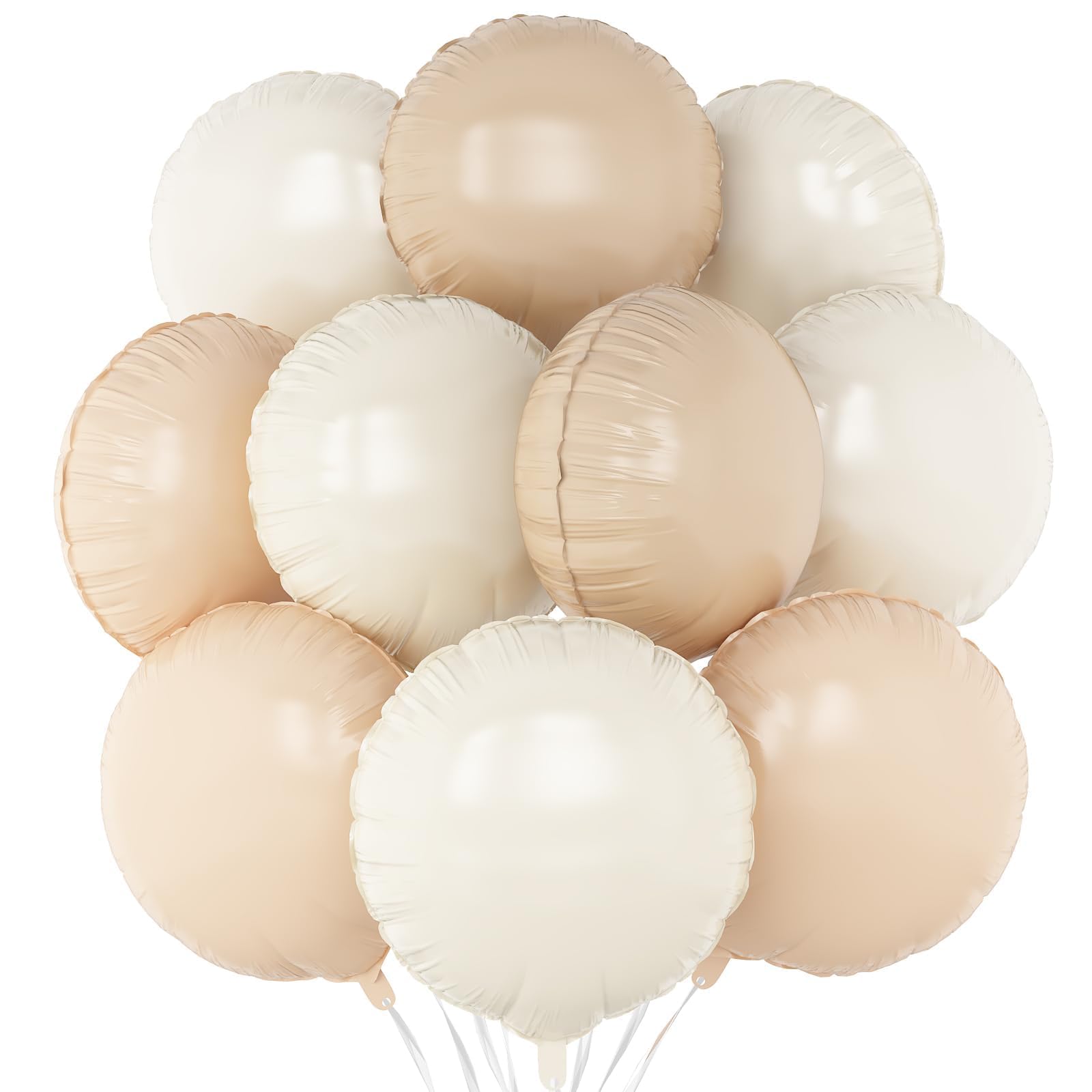 Cream White Beige Round Foil Balloons,20Pcs Cream White Round Shaped Balloons 18"Helium balloon for Baby Shower Birthday Anniversary Wedding Party