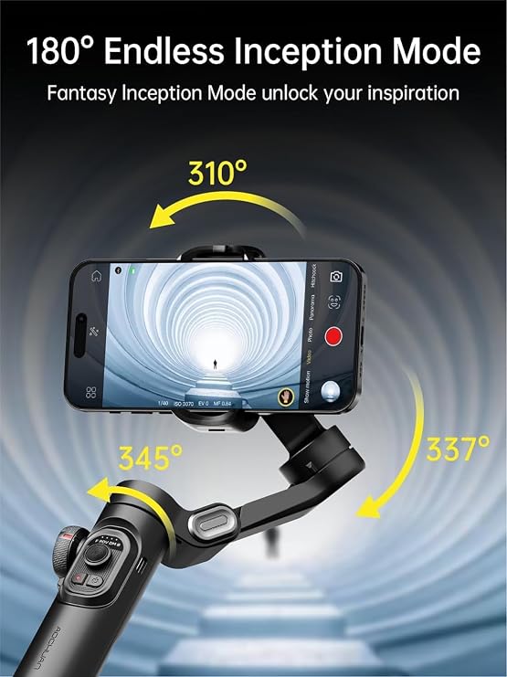 AOCHUAN Phone Gimbal Stabilizer 3-Axis Smartphone Foldable Handheld Gimbal for iPhone with Focus Wheel TikTok YouTube Vlog Stabilizer for iPhone16 15 14 13 12 Pro Max Android, AOCHUAN Smart XE