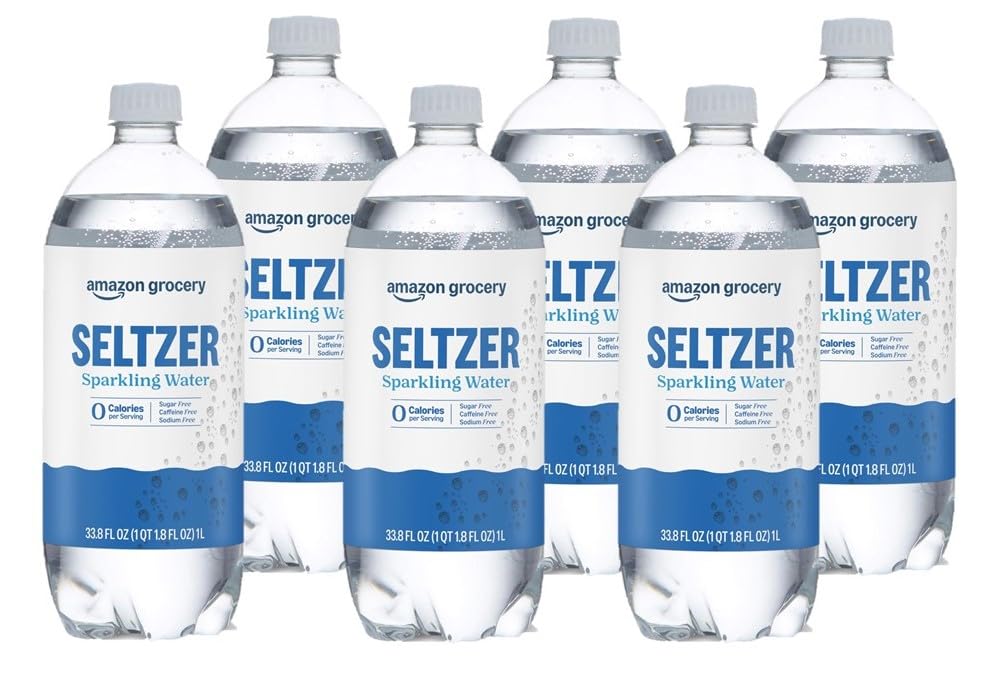 Amazon Brand - Happy Belly Seltzer Sparkling Water, 33.8 fl oz (Pack of 6)