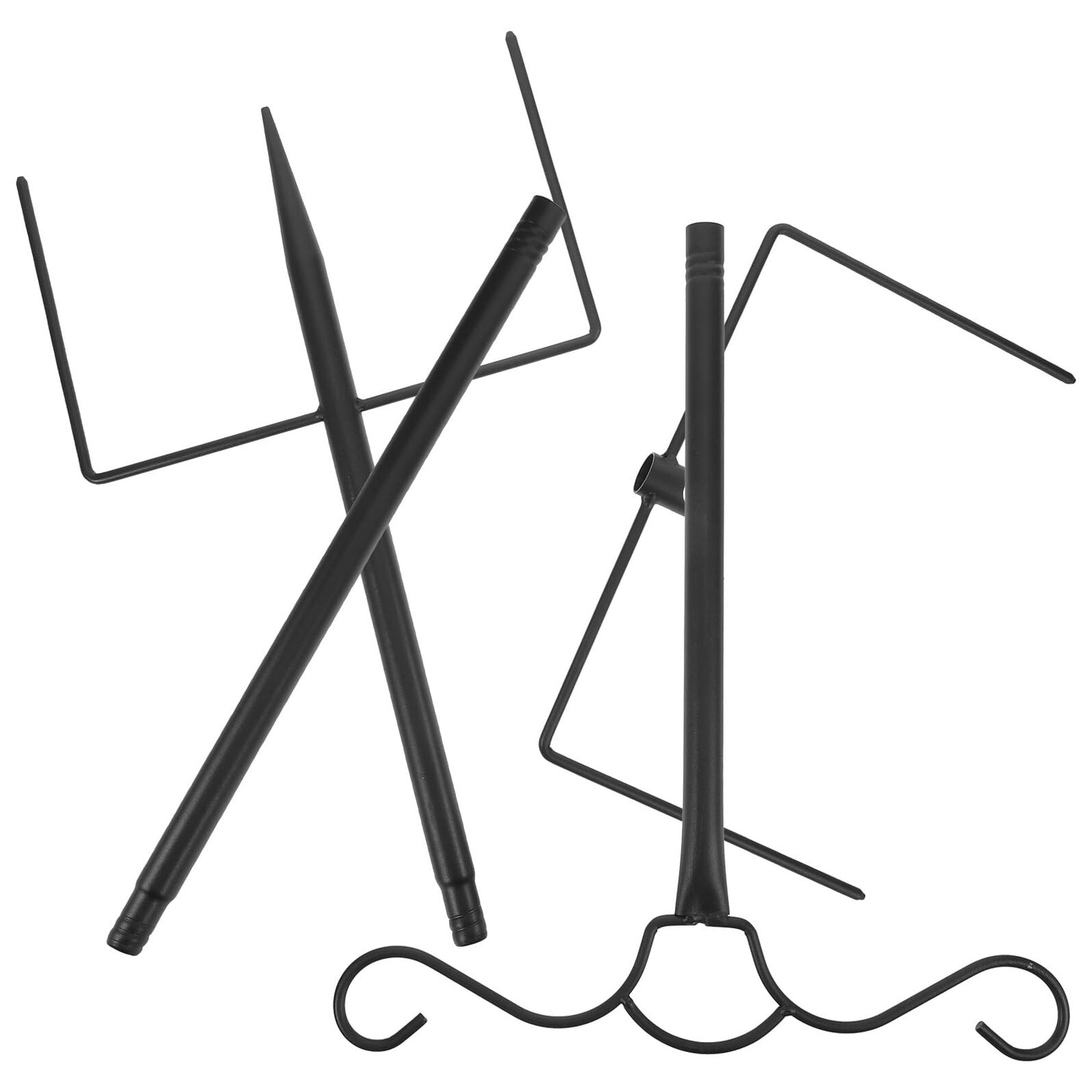 Abaodam Poteau Lumineux Extérieur Métal 117 Cm Double Crochet, Piquet Stable à 5 Griffes pour Guirlandes Lumineuses et Suspensions Plantes, Support Résistant Intempéries pour Jardin