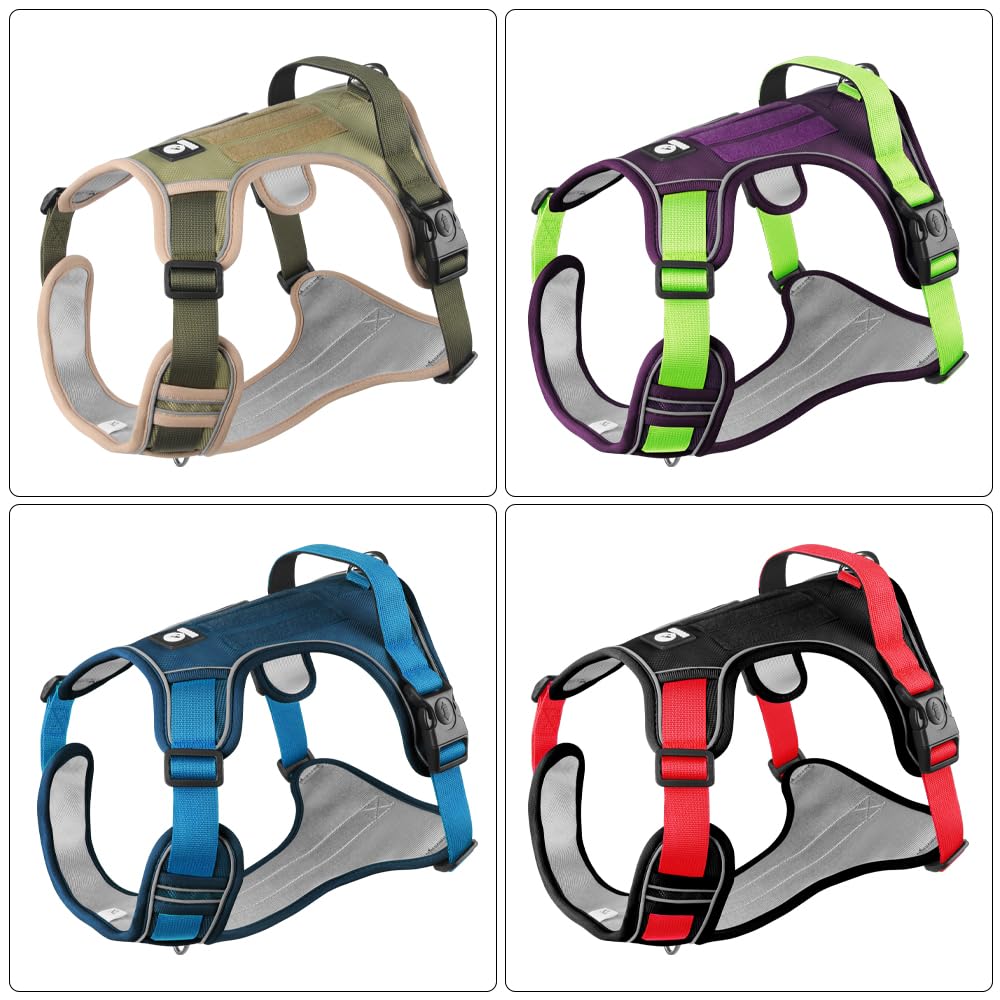 No Pull Dog Harness, Adjustable Reflective Vest with Front & Back Leash Clips, Secure Comfortable Fit for Medium & Large Dogs (Purple/Green) M - image 3