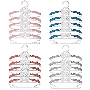 WJWSKI Baby Hangers for Closet - 20 Pack Baby Clothes Hangers,Adjustable Baby & Kids Hangers for Nursery,Cascading Plastic Childrens Hangers & Infant Hangers for Closet- Space Saving
