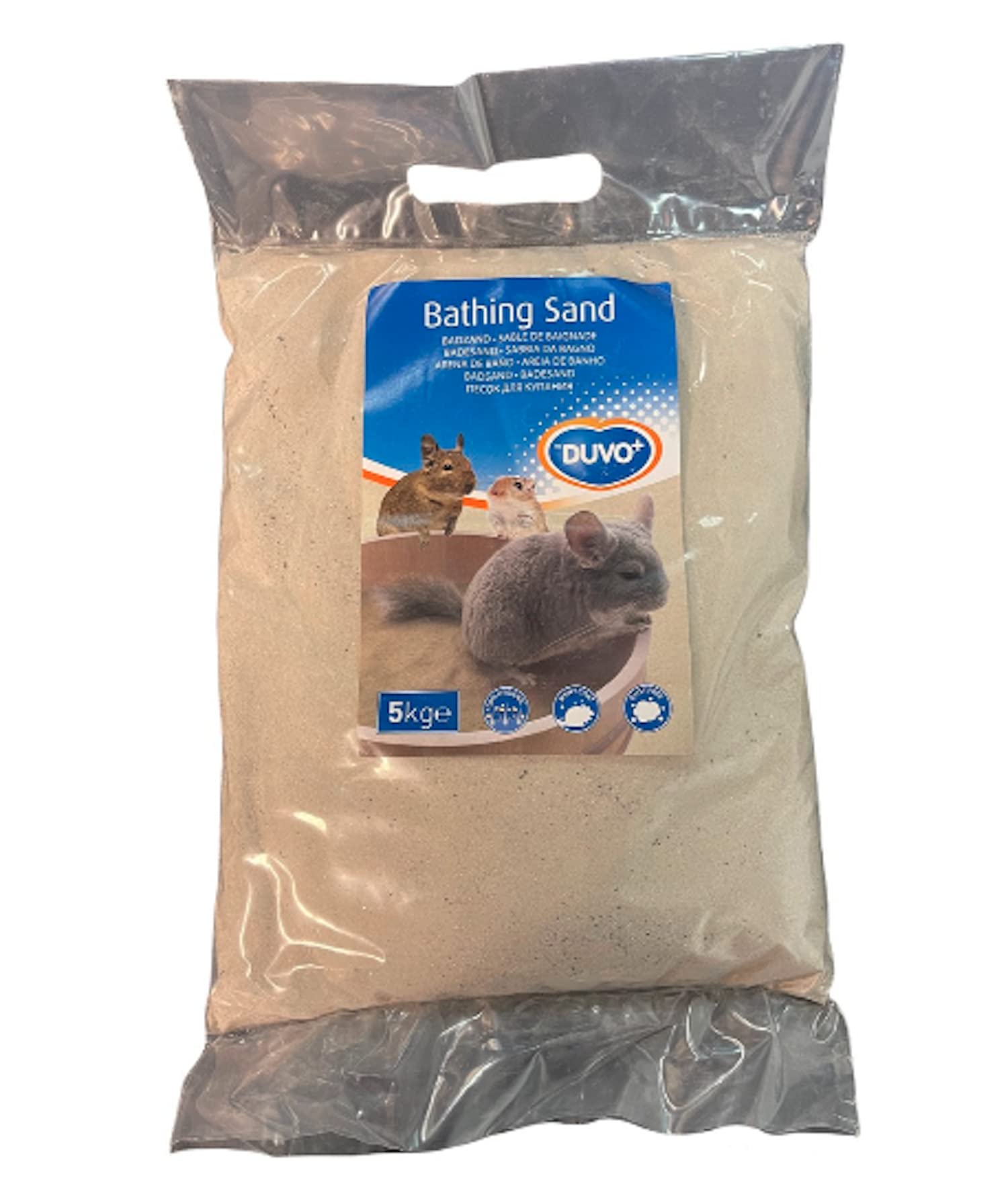 duvoplus, Bain de Sable 5kg, Soin Naturel de la Peau, pour Chinchillas et Hamsters, Réduit Le Stress, Pelage luisant et hygiénique, sans poussière, Sable très Doux, 100% Naturel