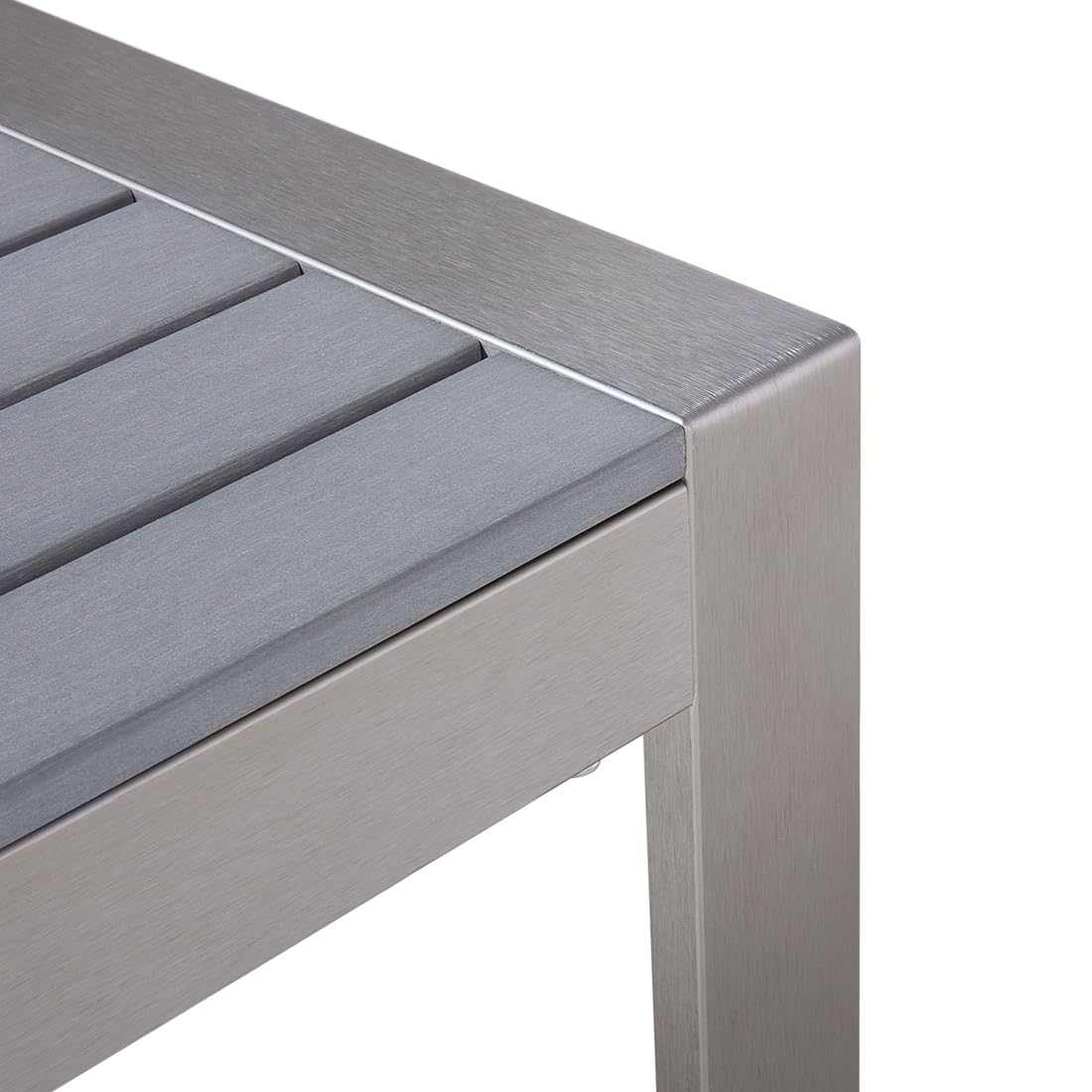 Ogrodowy stolik kawowy metalowa aluminiowa rama 90 x 50 cm jasnoszary Salerno