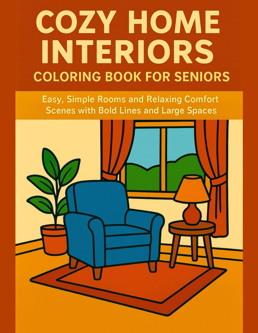 Cozy Home Interiors Coloring Book for Seniors: Easy, Simple Rooms and Relaxing Comfort Scenes with Bold Lines and Large Spaces