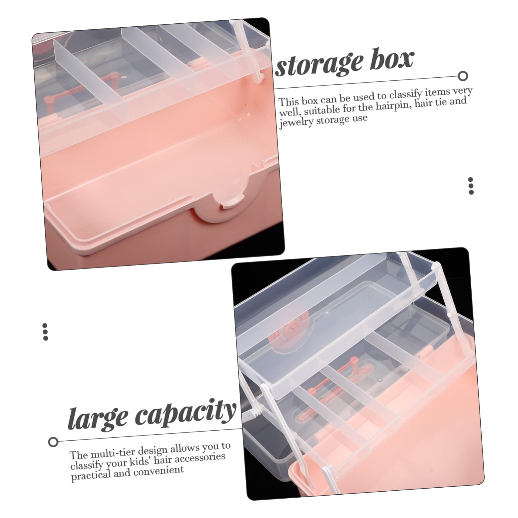 Multifunktionaler Haarschmuck Organizer aus Kunststoff Mehrlagiger Aufbewahrungsbehälter Rosa mit Fächern für Mädchen Haargummi und Haarspangen Schmuckbox für Kinderzimmer