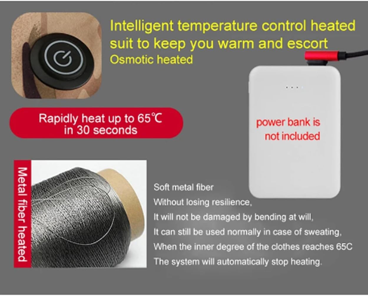 Men's Heated Jacket USB Electric Heating Fleece Thermal Tactical Coat Skiing Motorcycle Fishing Clothes