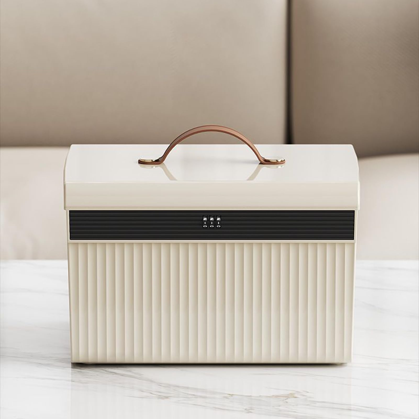 Genérico Caja Grande De Almacenamiento Con Candado | Caja Grande Con Candado De Combinación - Organizador De Joyas De Doble Capa Para Documentos Efectivo Y Objetos Personales En Casa Oficina O Viaje
