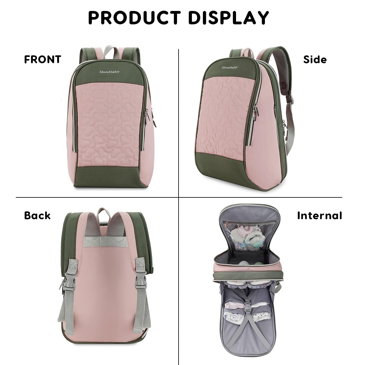 SONARIN Grande Capacità Pratico Zaino Fasciatoio,Borsa per Pannolini Multifunzionale Zaino Mamma Neonato Borsa Fasciatoio da Viaggio Portatile con Borsa per Bottiglia