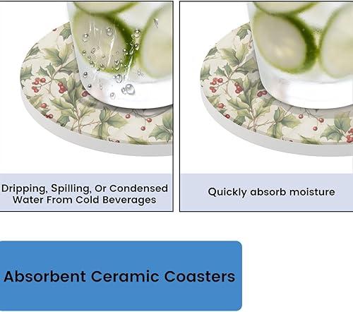 Miniatura 4 de Juego de 4 posavasos de calabaza de Acción de Gracias para bebidas, posavasos de cerámica absorbentes para otoño, posavasos redondos con base de