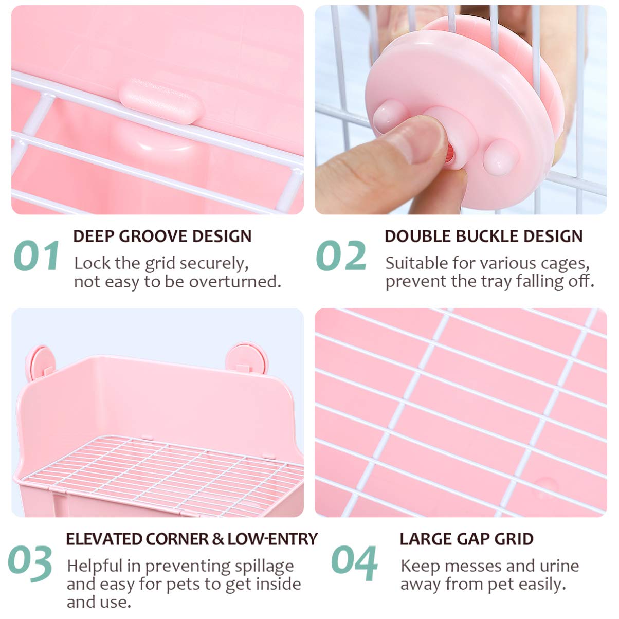 POPETPOP Kaninchen Toilette - Ecktoilette Kleintier Katzentoilette Toilette kleines Haustier Katzenklo Töpfchen mit Gitte für Kleintiere/Kaninchen/Meerschwein/Galasaur/Frettchen