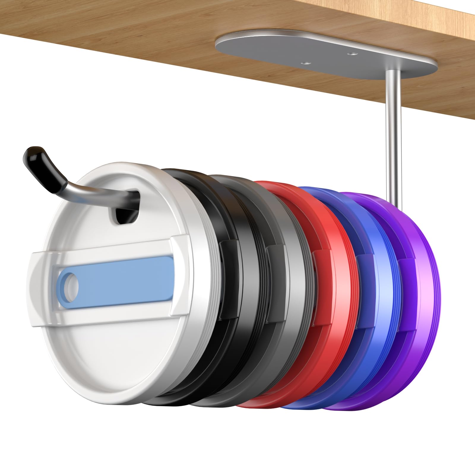 BelleJoomuTumbler Lid Organizer Space-Saving Cup Holder for Yeti, Stanley, Simple Modern Tumbler Lids Self-Adhesive or Drilling Lid Hook for Kitchen Organizers and Storage Under Cabinet