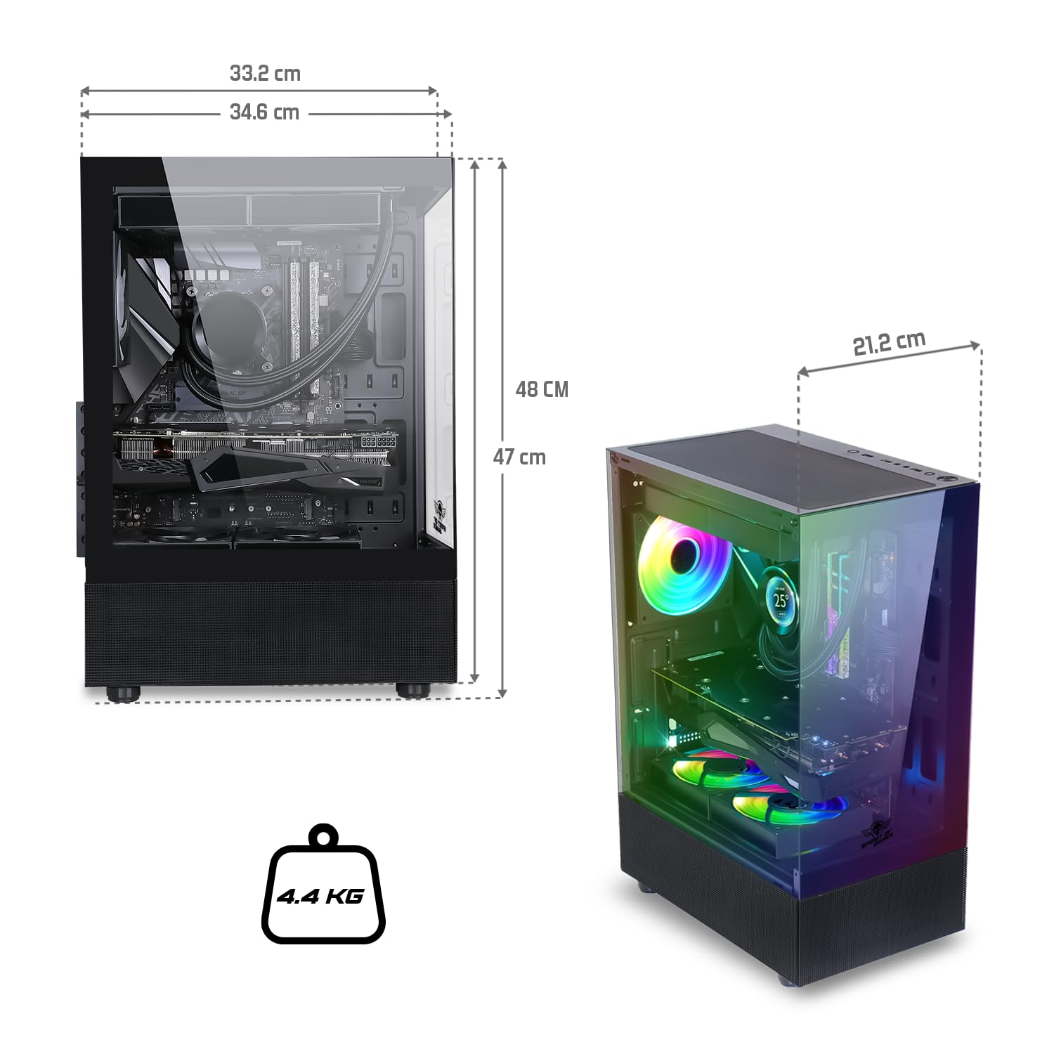 Spirit Of Gamer - Case per PC Gamer RGB, 3 ventole ARGB da 120 mm, compatibile ATX/mATX, Tower Gaming media vuota, pannelli laterali e frontali in vetro temperato, ottimizzato per il raffreddamento