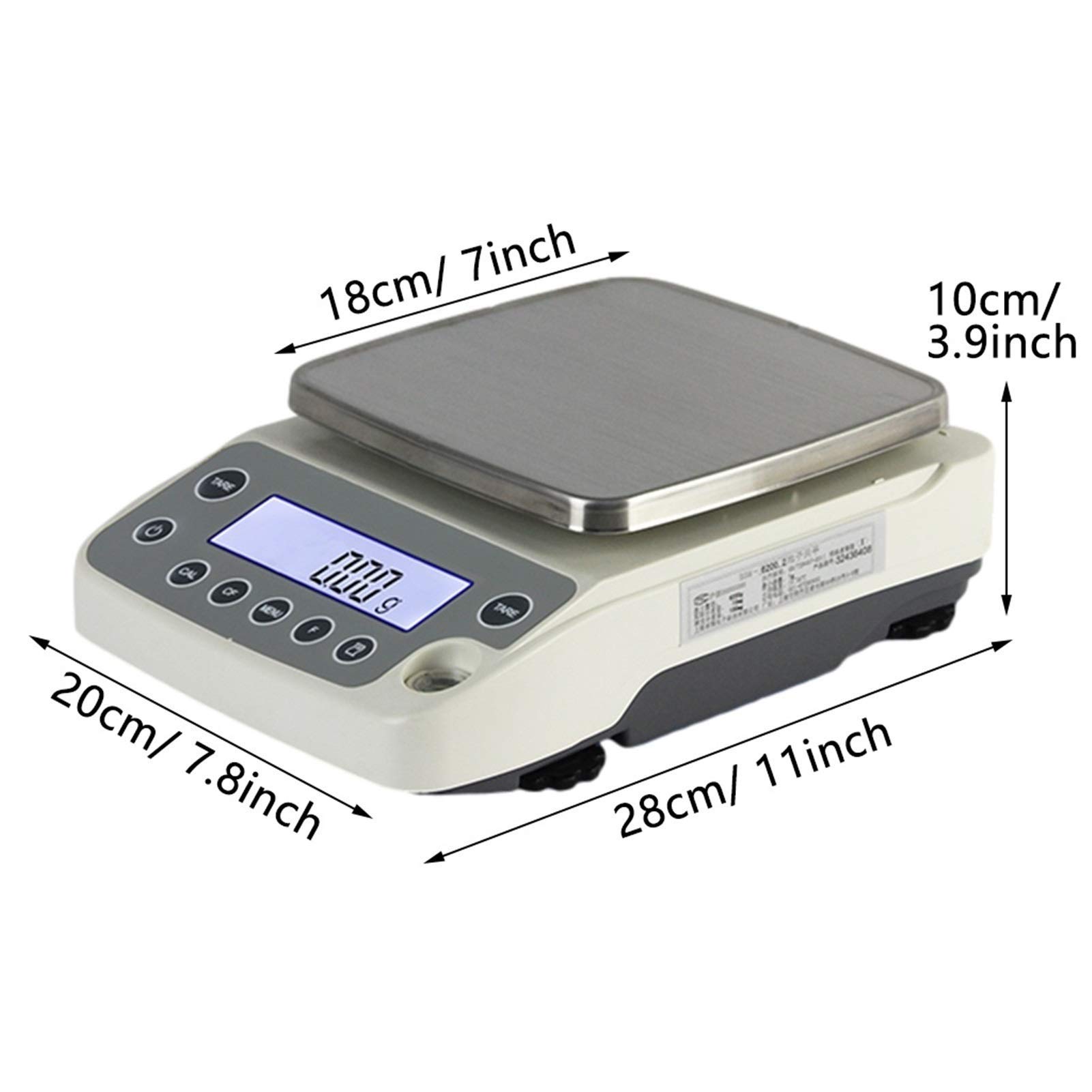 Balance électronique de Laboratoire numérique de Haute précision (0,01 g), idéale pour la pesée de Bijoux ou Les Bijoux. Plateau carré. Capacité : 6 200 g / 0,01 g.,6200g/0.01g