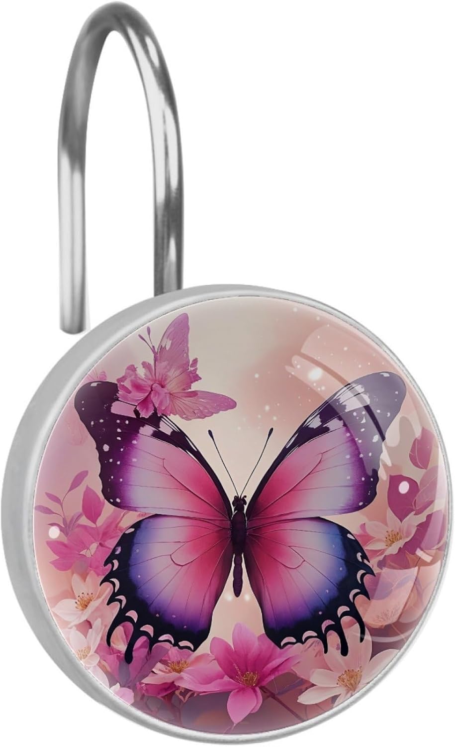 Rural Bathing Highland Cow Shower Curtain Hooks 12Pcs, Decorative Rust Resistant Shower Rings for Shower Curtain Rods, Stainless Steel Round Curtain Hooks for Bathroom, Bedroom, Farmhouse