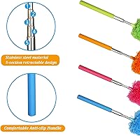 Vista 3 de Paquete de 4 plumeros de microfibra, con poste extensible y cabezal flexible, herramienta de limpieza de microfibra lavable para limpieza