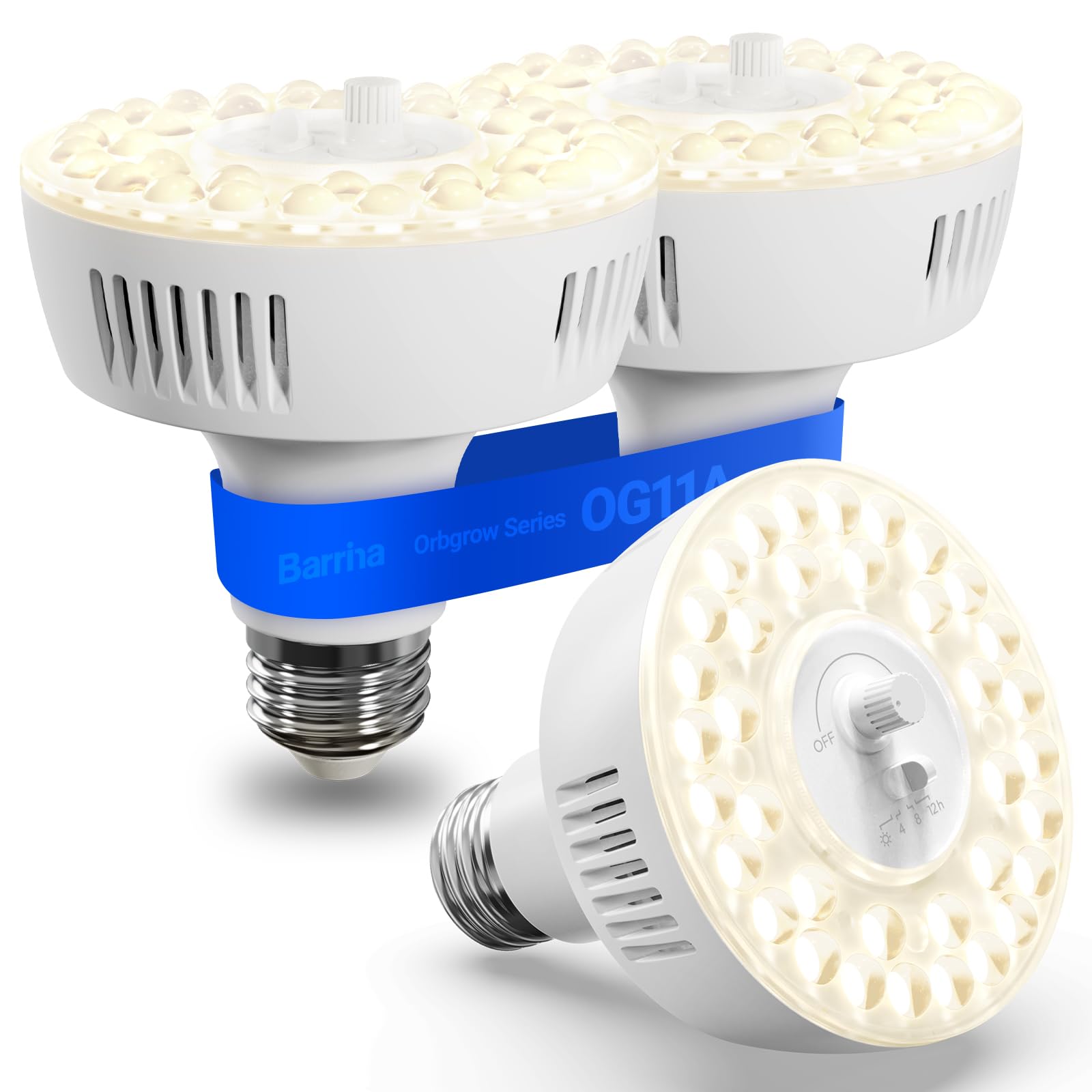 Barrina OG11A Grow Light Bulbs for Indoor Plant, 4000K 11W, 3 Packs, White