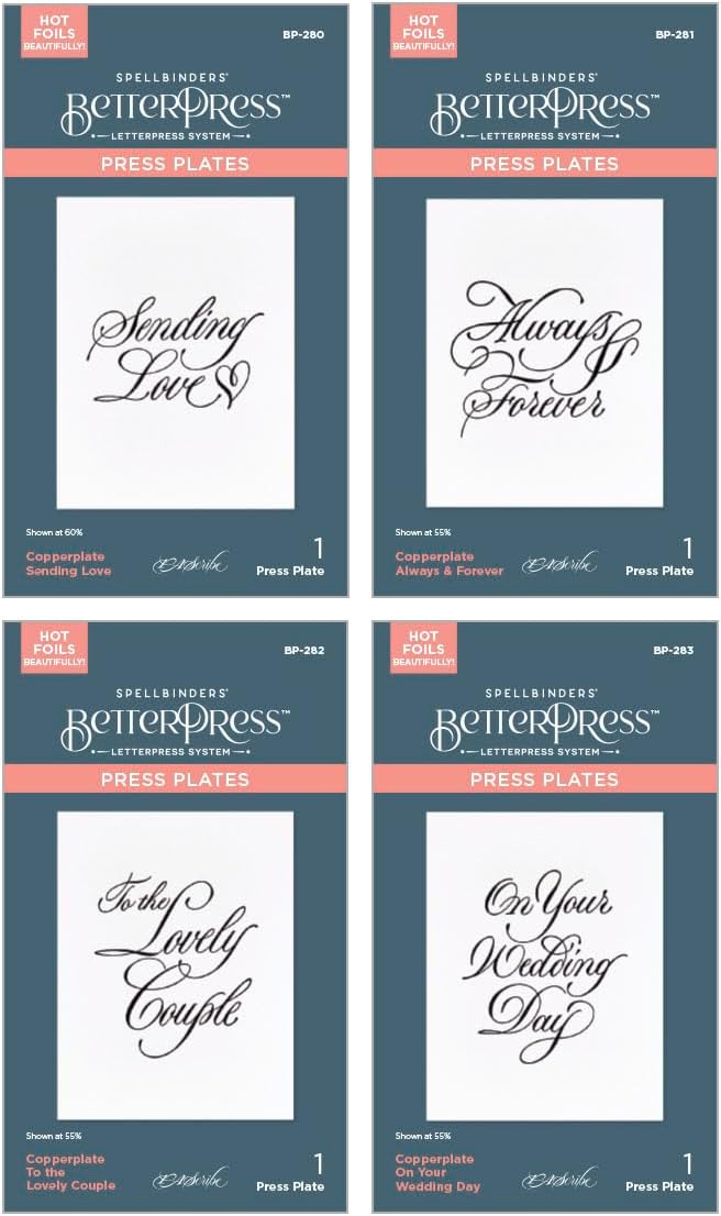 Spellbinders BD-0935 BetterPress Copperplate On Your Wedding Day Sentiments Bundle