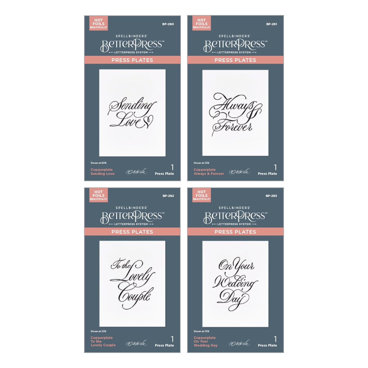 Spellbinders BetterPress Copperplate On Your Wedding Day Sentiments Bundle