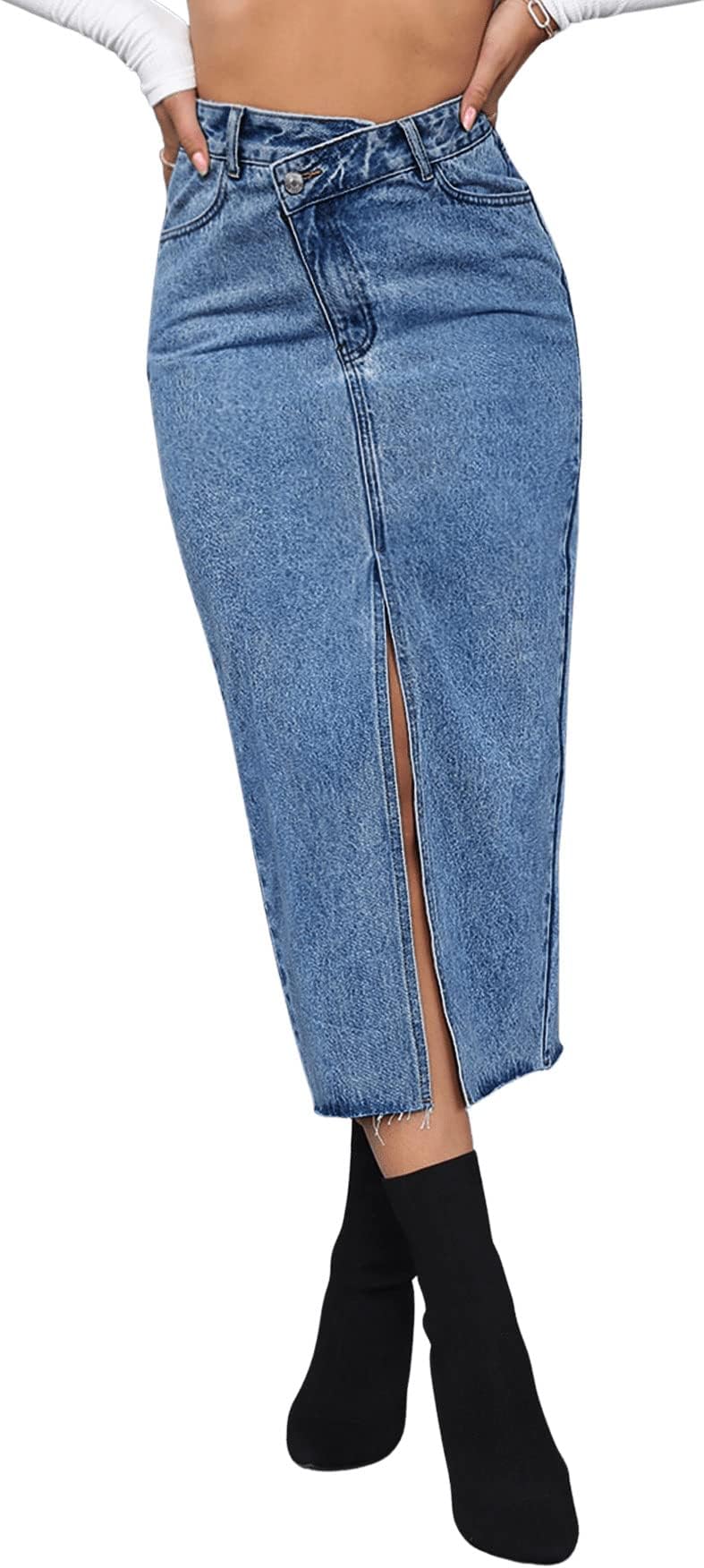 Stretch denim maxi skirt Clearance