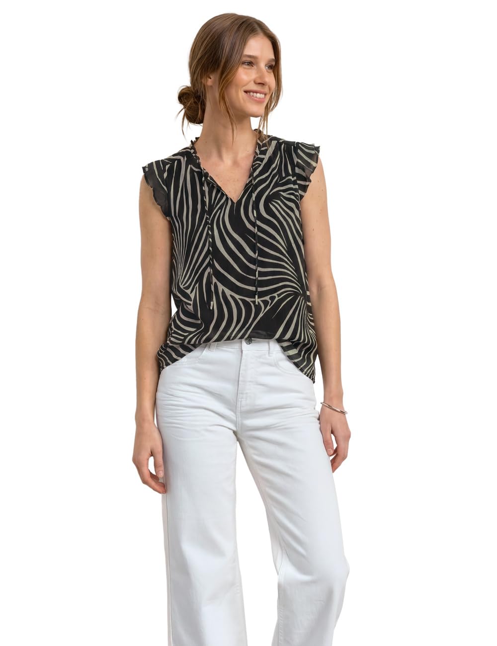 Street One Damen Blusentop aus Chiffon mit Split Neck