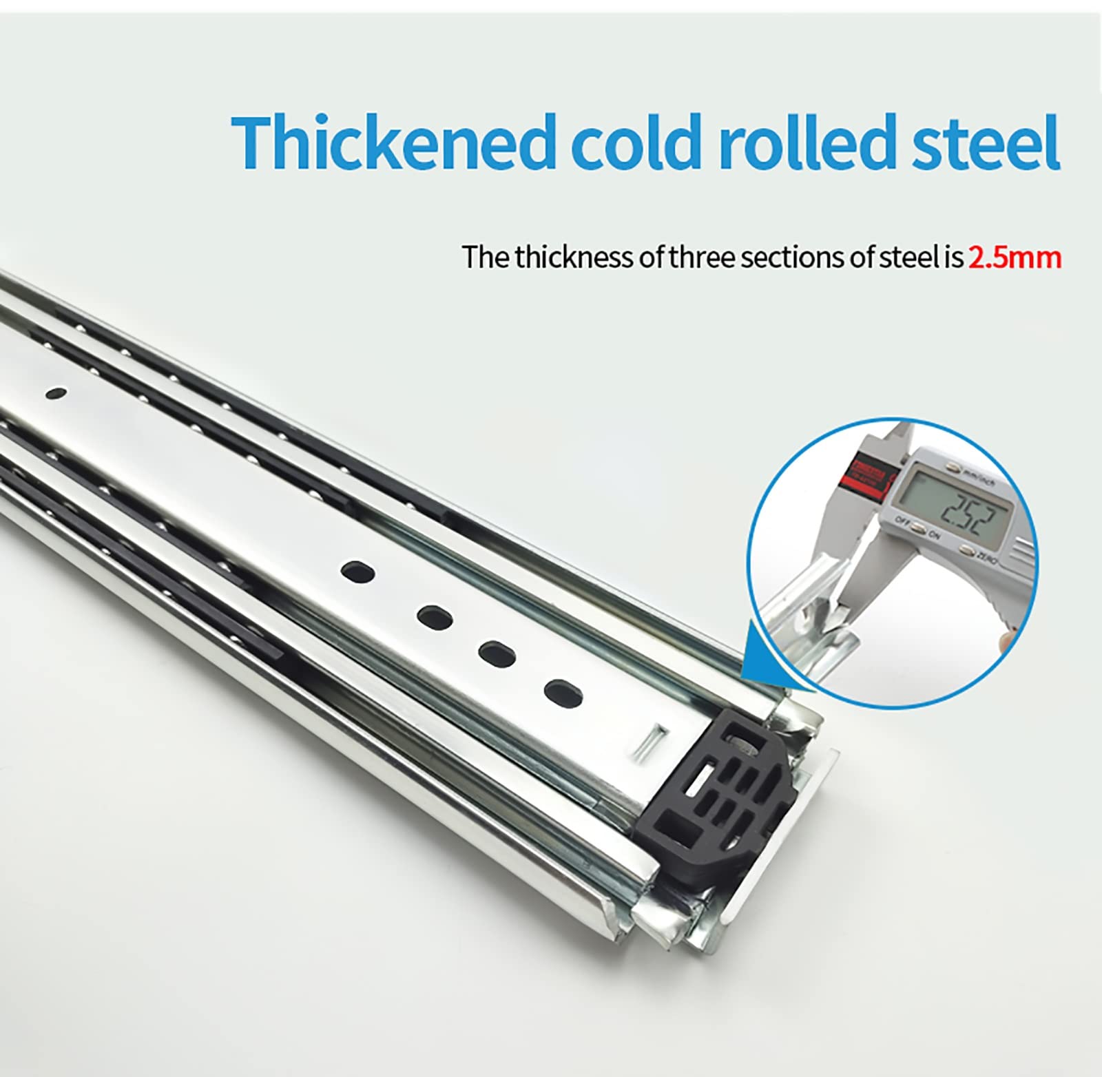 Diapositivas de cajón resistentes con extensión completa de 700 mm a 2000 mm, rodamiento de bolas de acero de metal, diseño de 3 pliegues, soporte lateral soporta 220-500 kg, 1 par, perfecto para