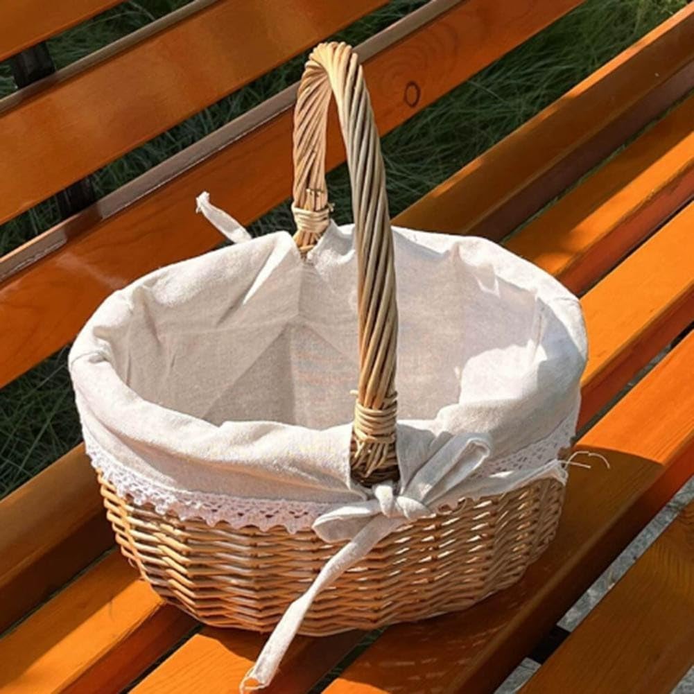 Cesto portaoggetti in salice naturale, 20 cm, design fatto a mano | Rattan intrecciato a mano, dimensioni compatte 20 x 17 cm, manico robusto, contenitore per giocattoli da picnic per bambini