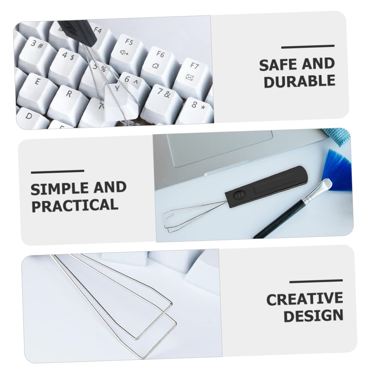 KICHOUSE 1set Keyboard Cleaning Kit Keycap Puller and Double-Ended Brush for Dust Removal from and Electronic Devices Static and Safe for Screens and Circuit Boards