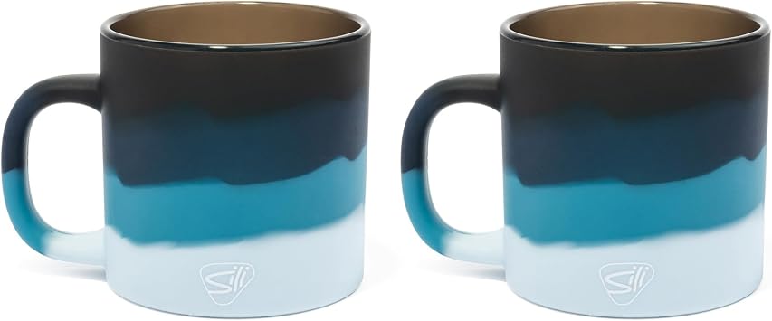 Silipint Coffee Mug 16oz 2 Pack - Moon Beam - Silicone Handled Unbreakable Cups, Hot/Cold Drinks, Dishwasher-Microwave-Freezer-Oven Safe
